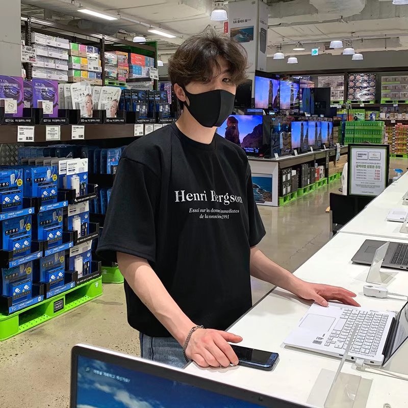 Áo Thun Tay Ngắn Cổ Tròn In Chữ M-8XL Thời Trang Hàn Quốc Cho Nam