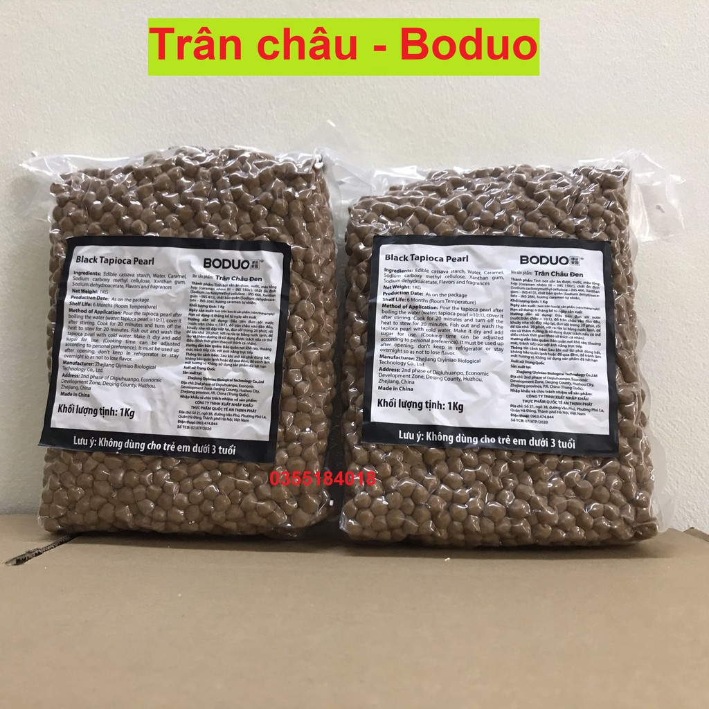 Trân châu đen Boduo pha chế trà sữa - Sữa chua trân châu đường đen Túi 1kG hàng chính ngạch