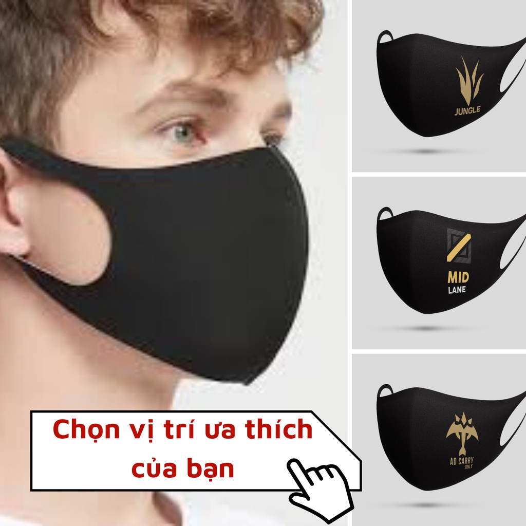 Khẩu trang vải đen Gaming Mixi, Pubg, CSGO, LOL,....