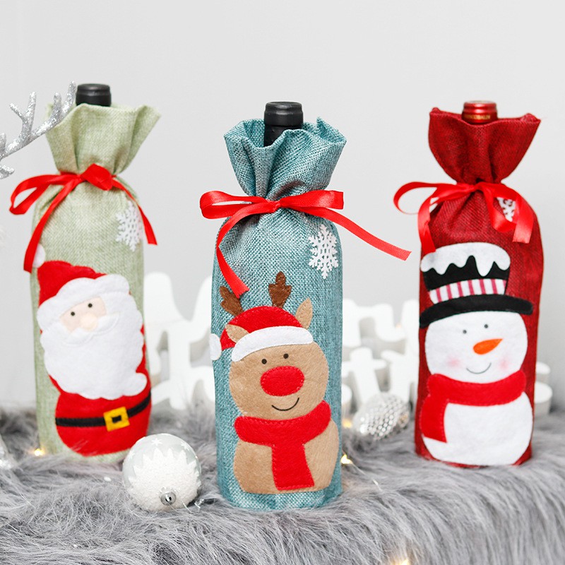 The New Wine Bottle Cover Christmas Decorations Wine Bag Wine Bottle Set Home Table Decoration Christmas Party Supplies