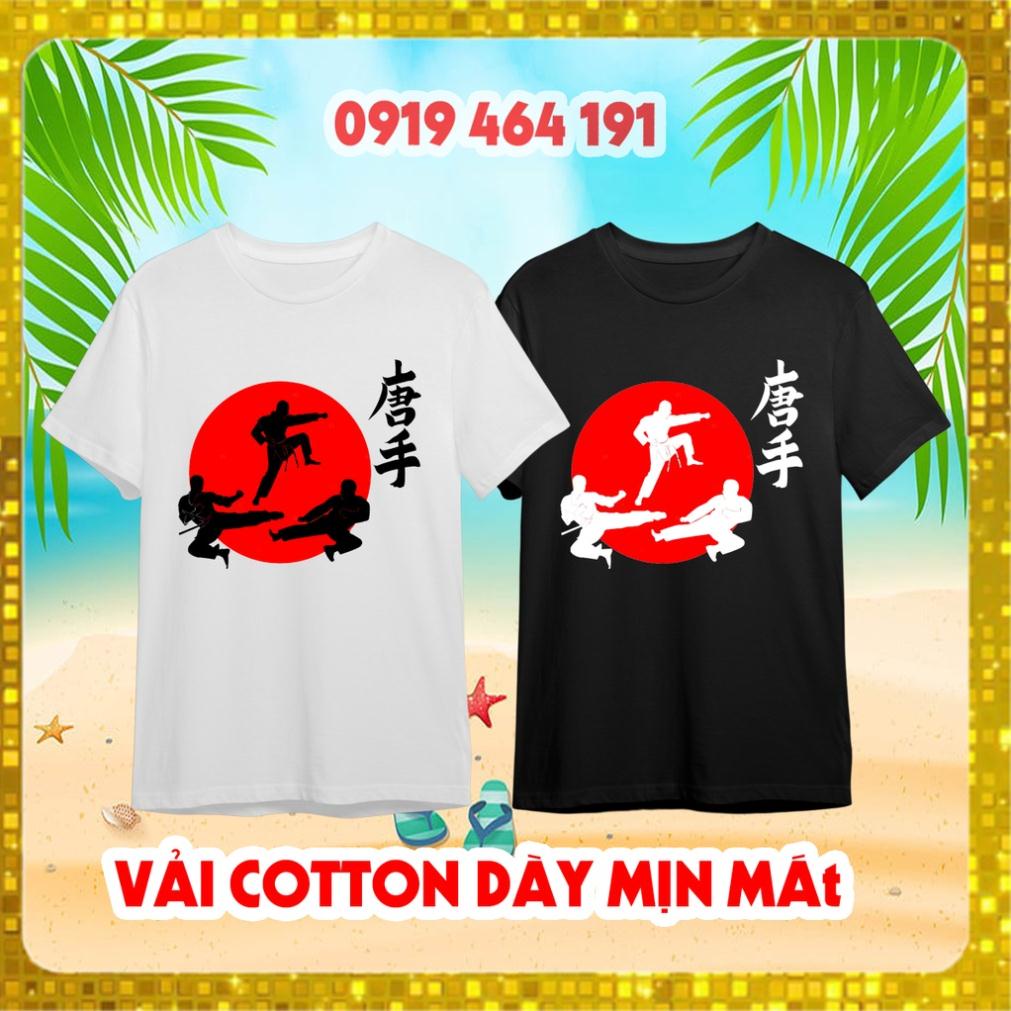Áo thun võ Thuật - Kick Boxing - karate, phong cách hàn quốc, vải cotton dày mịn mát