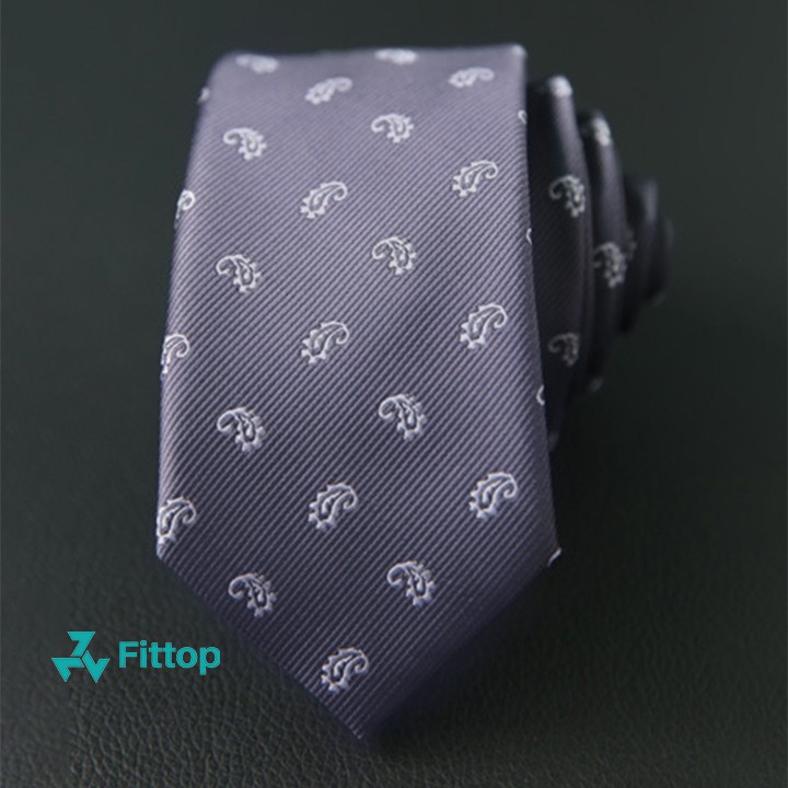 Cà Vạt Nam Họa Tiết Xám Trẻ Trung , Công Sở 6cm FITTOP CAVAT-154
