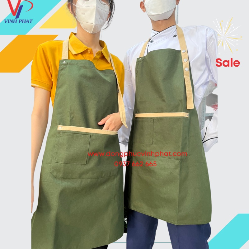 Tạp Dề Pha Chế Nam Nữ Phục Vụ Cao Cấp Quán Trà Sữa Cafe Hình Thật