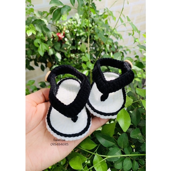 Dép lào quai hậu bằng len cho bé con 0-18m