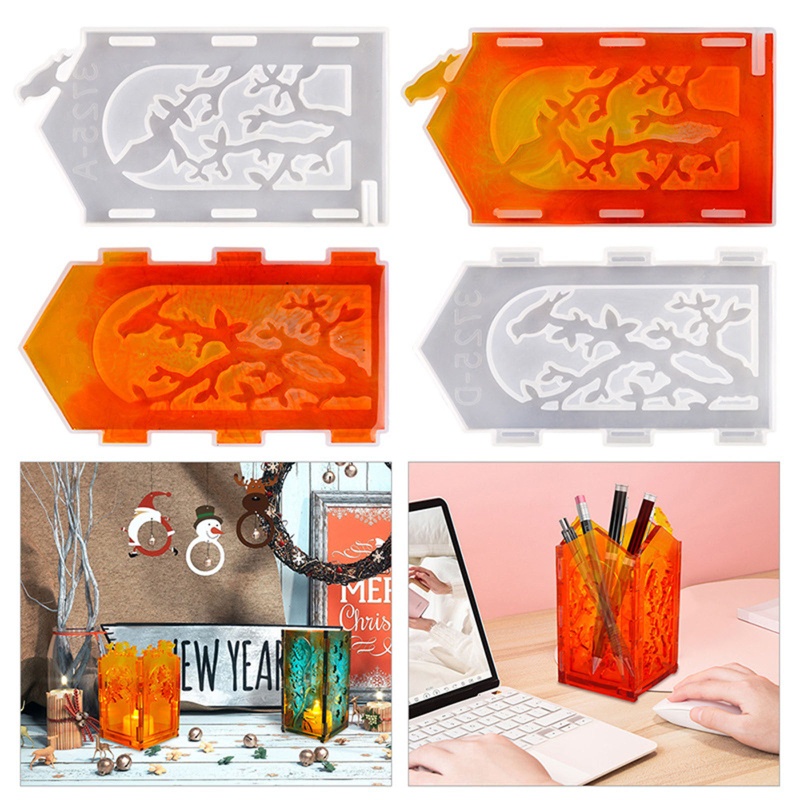 Khuôn Silicone Làm Giá Đỡ Cọ Trang Điểm Bằng Resin Epoxy Hình Lồng Đèn DIY