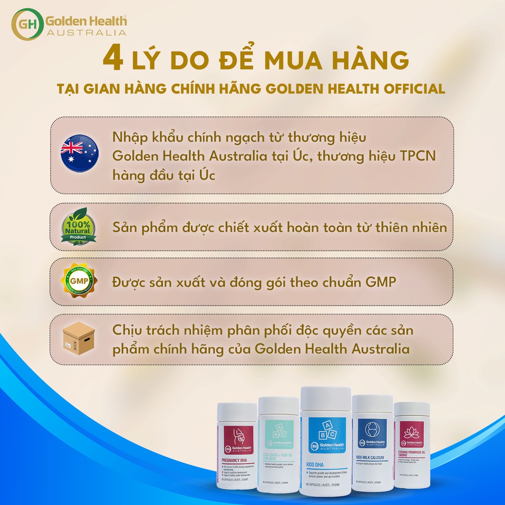 [GOLDEN HEALTH] Viên uống hỗ trợ phát triển trí não trẻ em Kids DHA (60 viên)