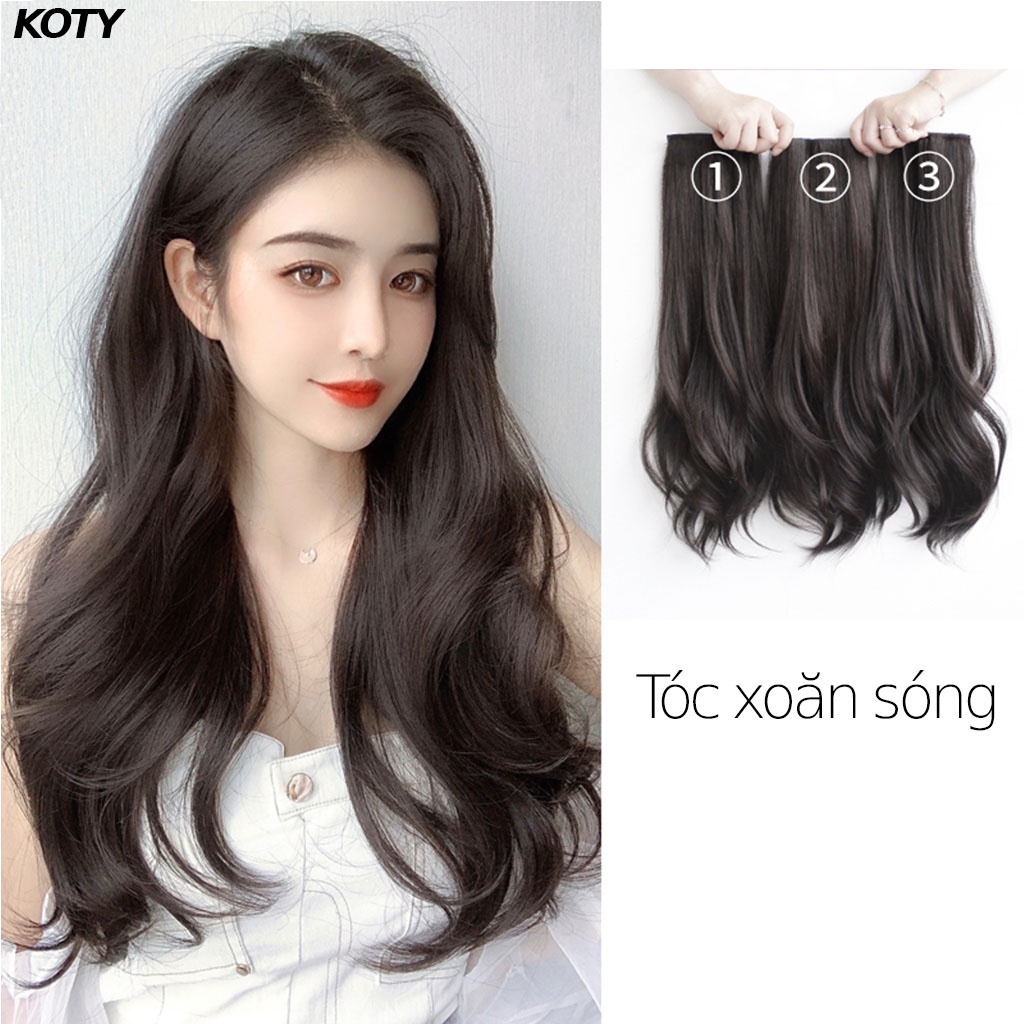 Set 3 Tóc giả kẹp xoăn dài đẹp cho nữ shop Koty, tóc giả nửa đầu làm dày tóc tự nhiên