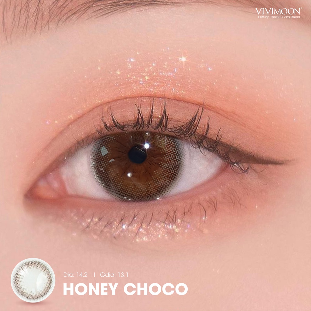 Kính Áp Tròng Cận Cho Mắt Thở VIVIMOON màu nâu tự nhiên - HONEY CHOCO 13.1 mm