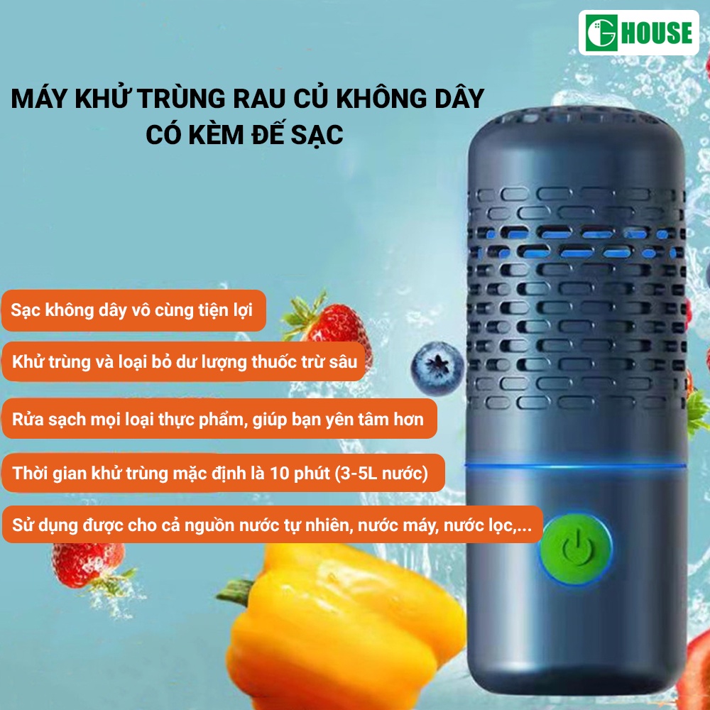 Máy Khử Trùng Thực Phẩm G-House, Tiệt Trùng Rau Củ Hoa Quả Loại Bỏ Vi Khuẩn