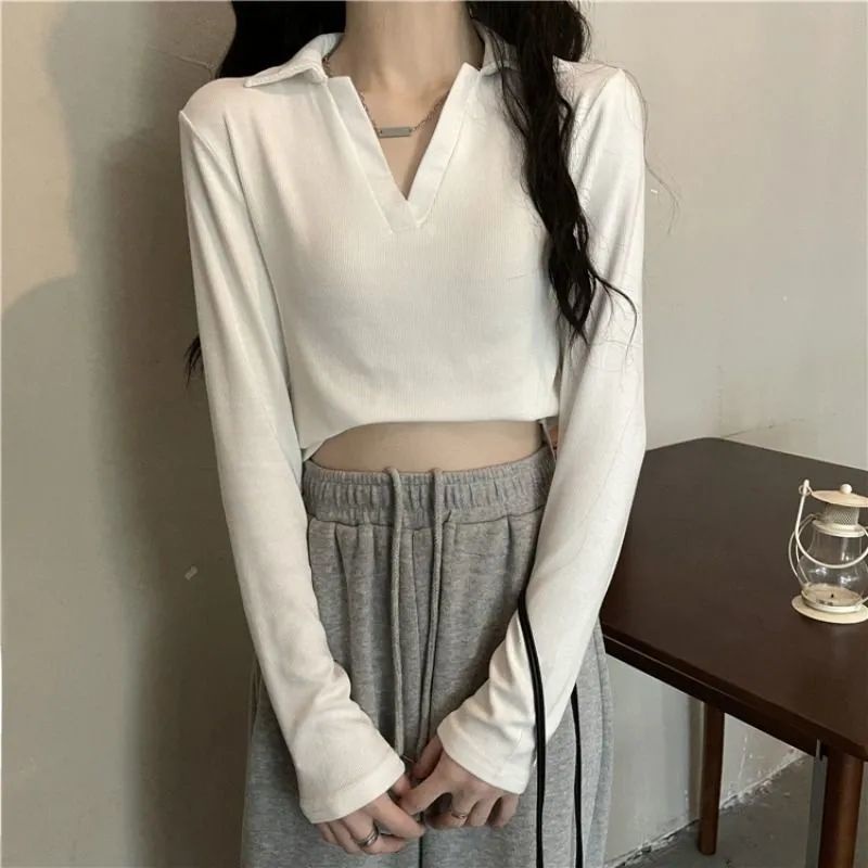 Áo thun COZOK tay dài cổ chữ V dáng ôm