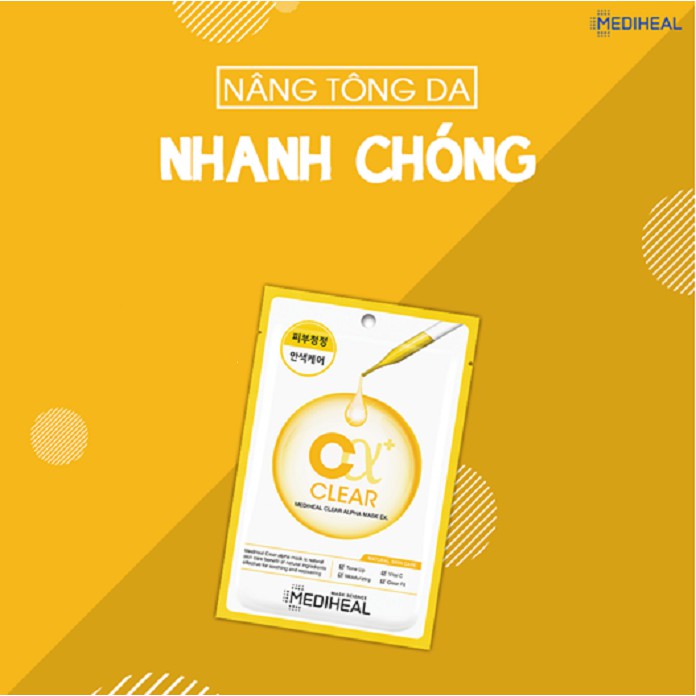 Combo 5 Mặt Nạ Dưỡng Da Trắng Sáng, Nâng Tone Da Tự Nhiên Mediheal Clear Alpha Mask Ex 23ml x 5