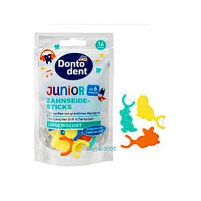 Chỉ tơ có cán Dontodent Junior cho trẻ 6 tuổi, 32 cái