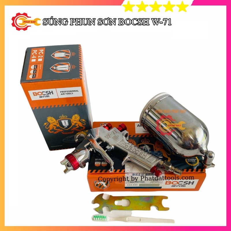 Súng Phun Sơn BOCSH W-71- Ứng Dụng Phun Cửa Sắt, Phun Hàng Rào, Phun Pu-Tia Phun Đều Mịn