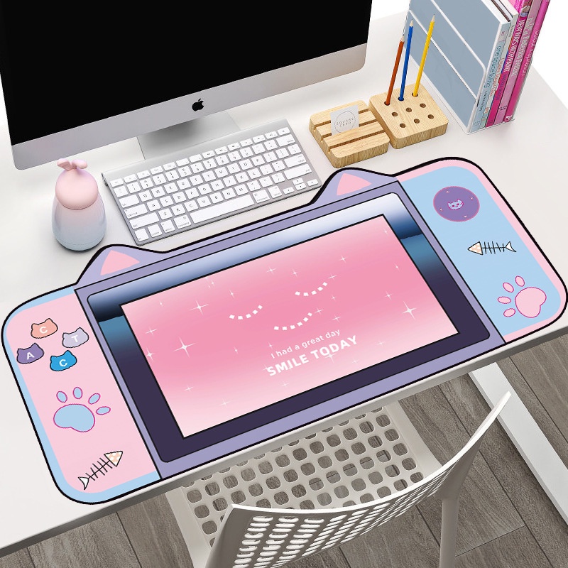 Miếng lót chuột chơi game cỡ lớn thiết kế tai mèo chống thấm nước dễ thương