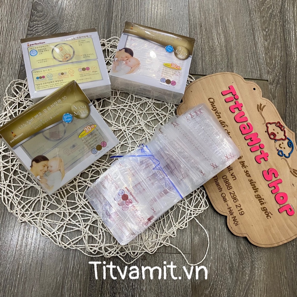 [CÓ CẢM BIẾN NHIỆT] Túi trữ sữa Hàn Nano Sliver, Túi trữ sữa 200ml cảm biến nhiệt