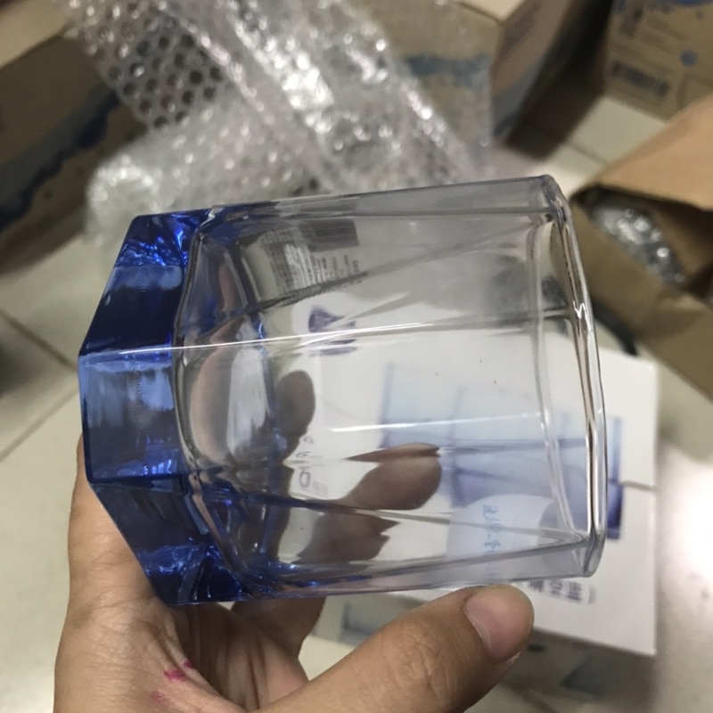 Ly 8 cạnh màu xanh thủy tinh đáy vuông cao cấp 236ml