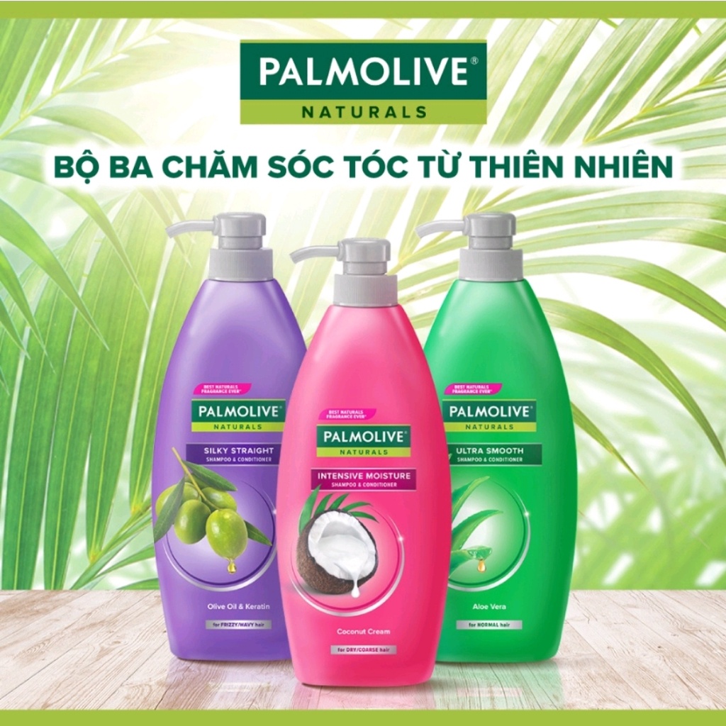 Dầu gội kèm dầu xả  2 in 1 Palmolive Suôn mượt & Óng ả 600ML chiết xuất thiên nhiên