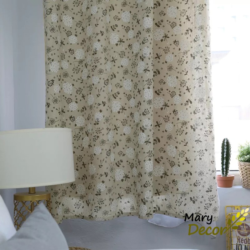 Rèm cửa đẹp decor trang trí nhà cửa nhiều mẫu mã - họa tiết Cẩm tú cầu trắng R-E02