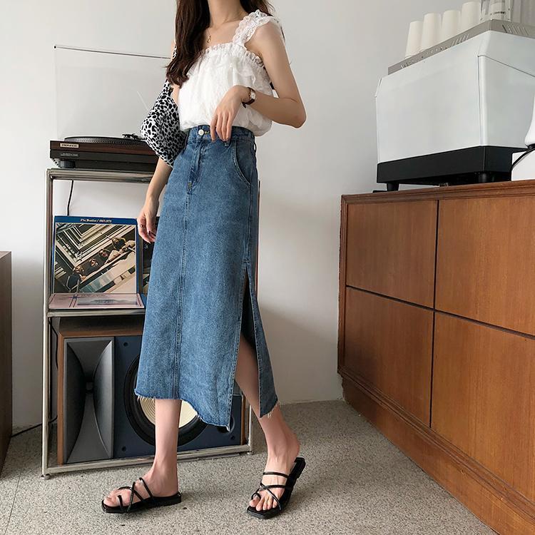 Chân váy jean Chữ A Lưng Cao Thời Trang Dành Cho Nữ