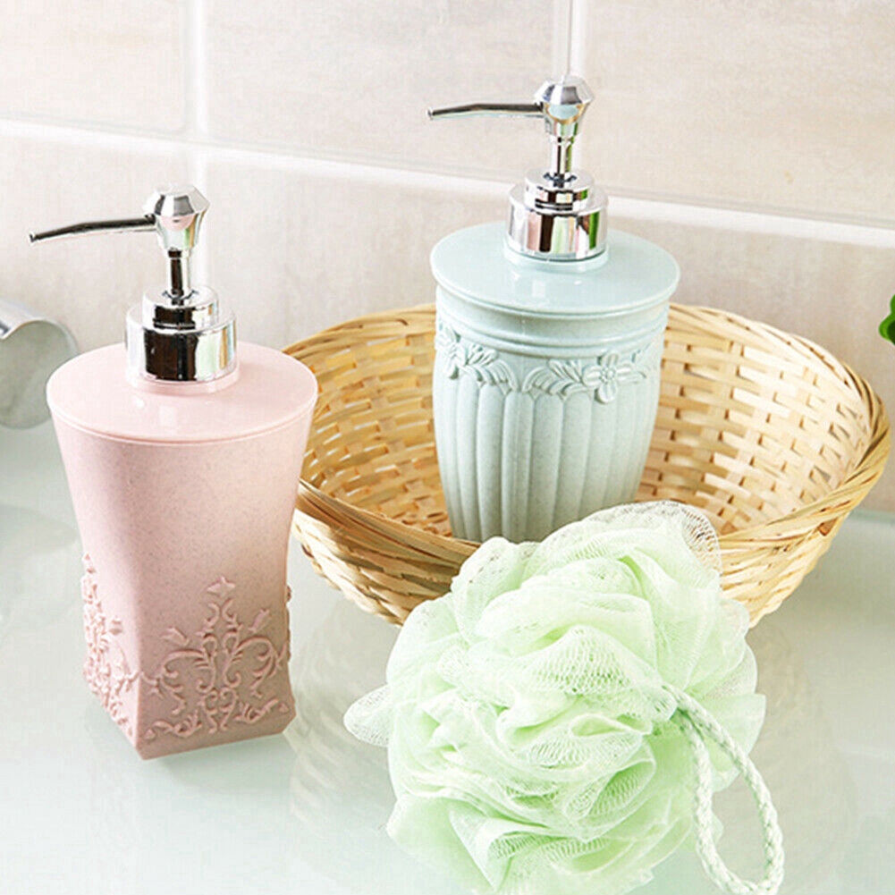 400ML European flower print Bathroom Press Type Soap Liquid Dispenser/ Refillable Empty Shampoo Lotion Bottle