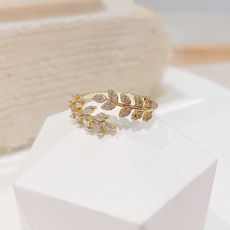 Nhẫn đính hôn hình chiếc lá lấp lánh phong cách Hàn Quốc thời trang cho nữ