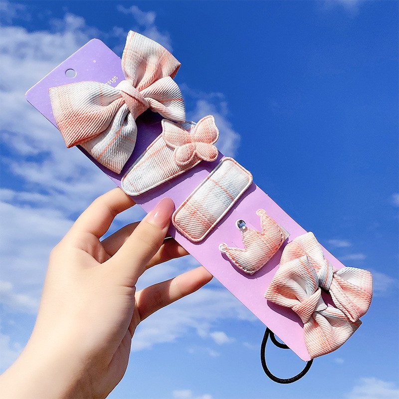 SET 5 Kẹp hình nơ sơ mi đính tóc đáng yêu dành cho nữ