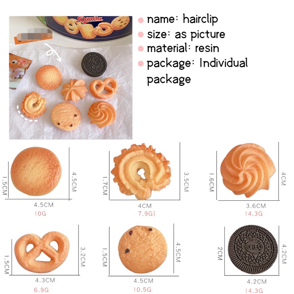 Kẹp tóc hình bánh quy hoạt hình sáng tạo vui nhộn cho nữ