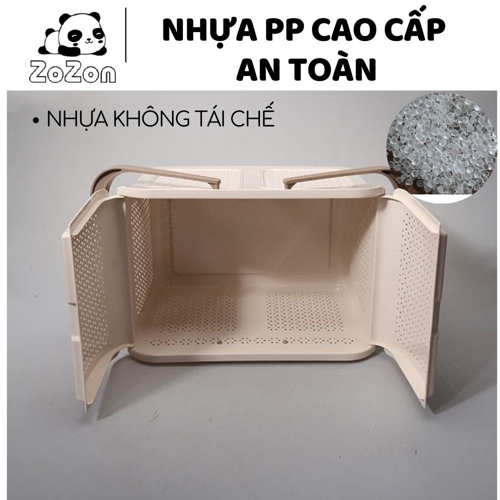 Giỏ đựng quần áo rổ nhựa chữ nhật đựng đồ đi sơ sinh có nắp đậy quai xách giỏ đi chợ nhựa PP cao cấp Zozon nhập khẩu