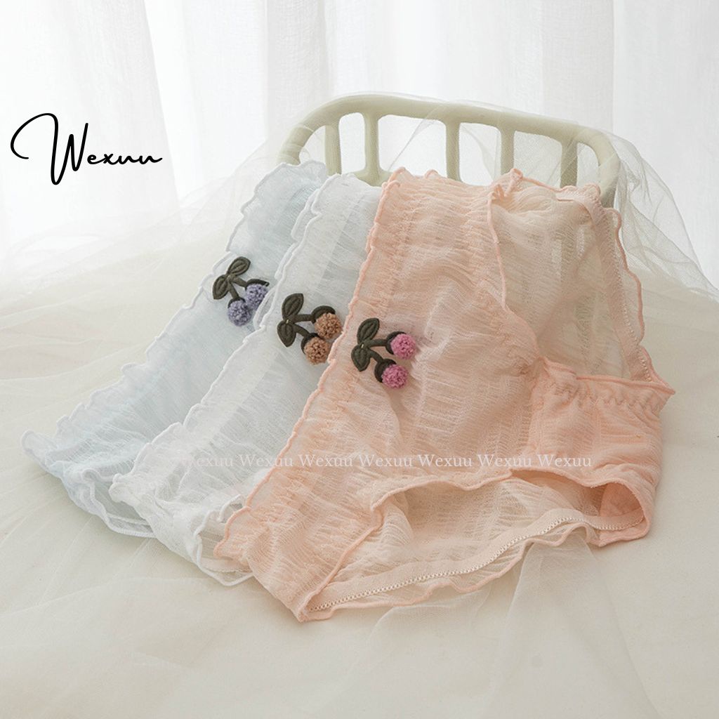 Quần lót ren nữ Wexuu Design cạp viền bèo vải ren lưới co dãn đàn hồi cao cấp - QC135