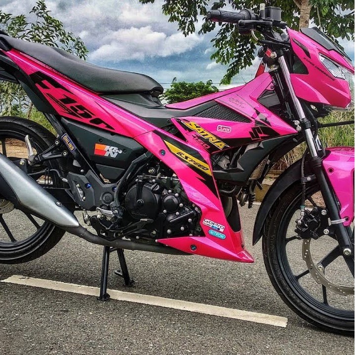 Tem rời cao cấp Raider FI dán xe hồng, phối đen vàng. Decal in UV ép nhiệt kích thước chuẩn, không bay màu