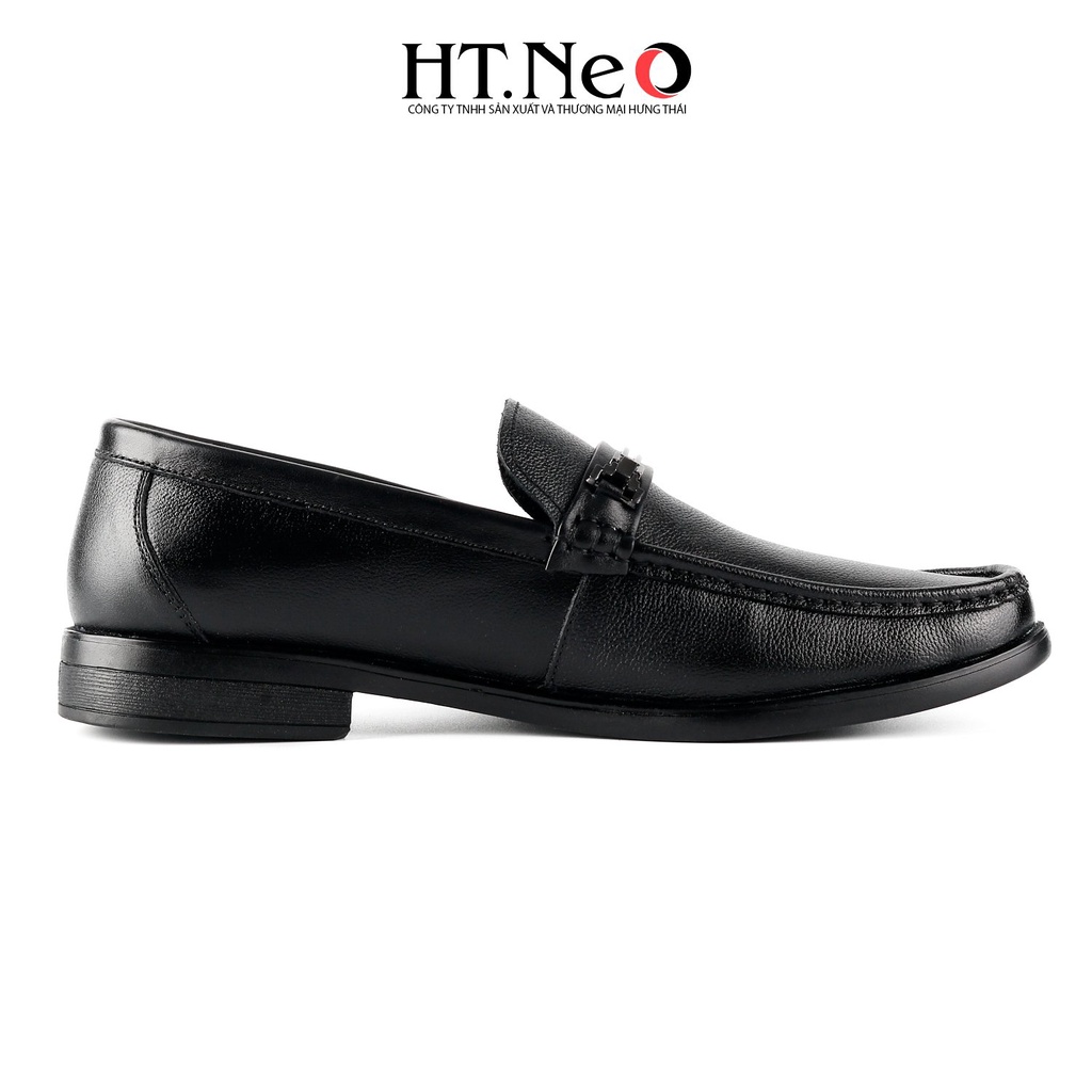 Giày tây lười HT.NEO Thiết kệ da bò mềm mại, quai đính kim loại trẻ trung, đế cao su êm ái  D32-KLT