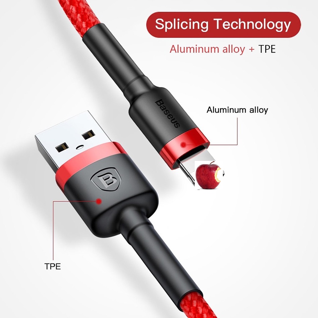 Cáp Sạc Nhanh i---Phone   tablet Baseus Cafule Siêu Bền | Kèm Dây Velcro Giữ Cáp -  Cáp sạc i---Phone  acstore