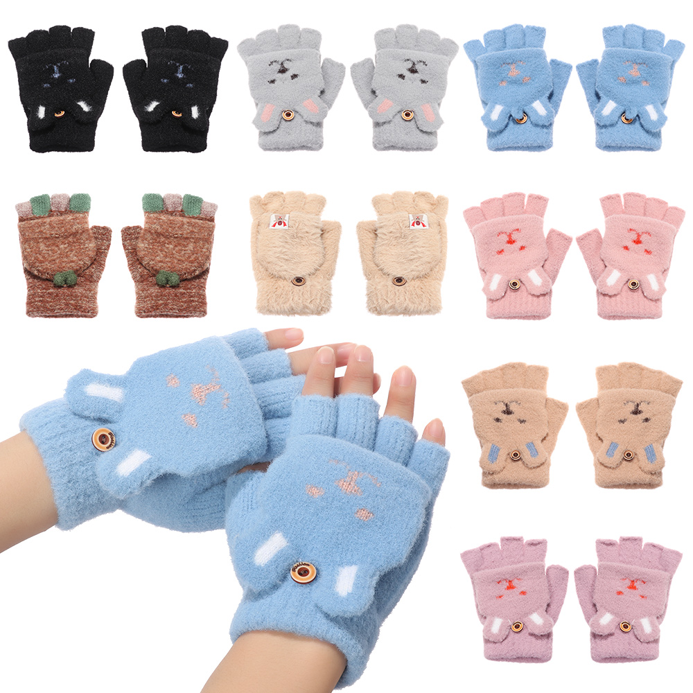 Găng tay hở ngón giữ ấm trong mùa đông thiết kế xinh xắn đáng yêu