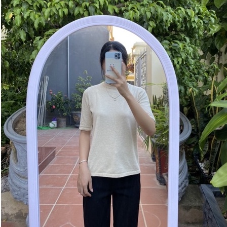 Áo Len Nữ Cộc Tay Cổ Tròn Dáng Suông Ôm Vừa Basic Phong Cách Hàn Quốc Chất Len Lông Thỏ Mềm Mịn | BigBuy360 - bigbuy360.vn