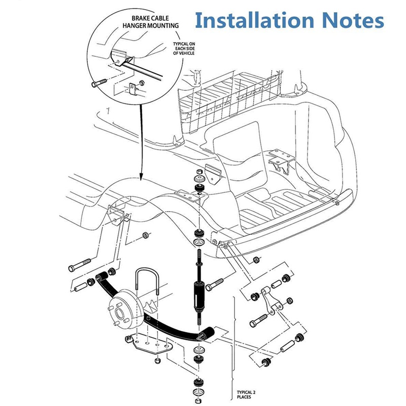 Cho Bộ ống lót ô tô câu lạc bộ , Xe gôn Bộ dụng cụ ống lót lò xo lá phía sau cho EZGO TXT-Medialist Gas-Electric 1015583 1012303