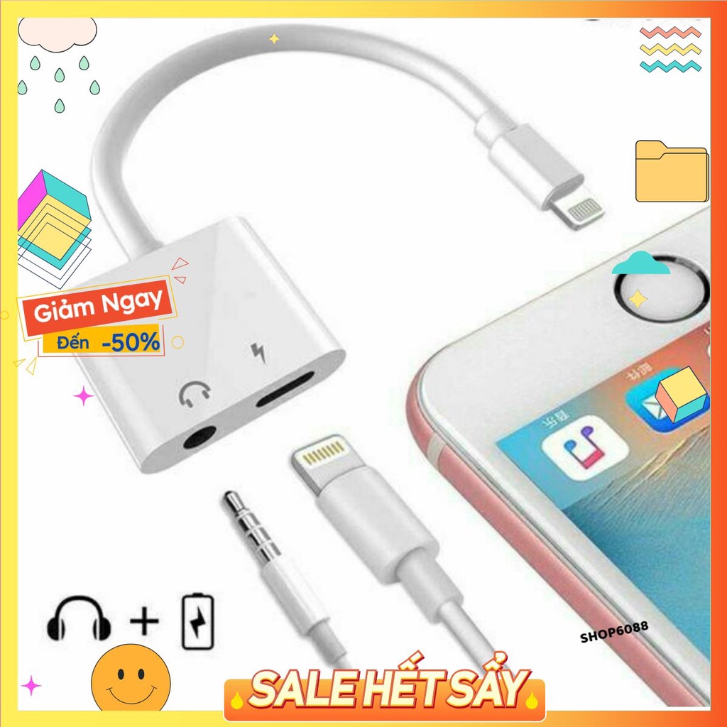 Jack chuyển đổi 2 cổng vừa sạc vừa cắm tai nghe cho iphone hàng cao cấp lỗi 1 đổi 1