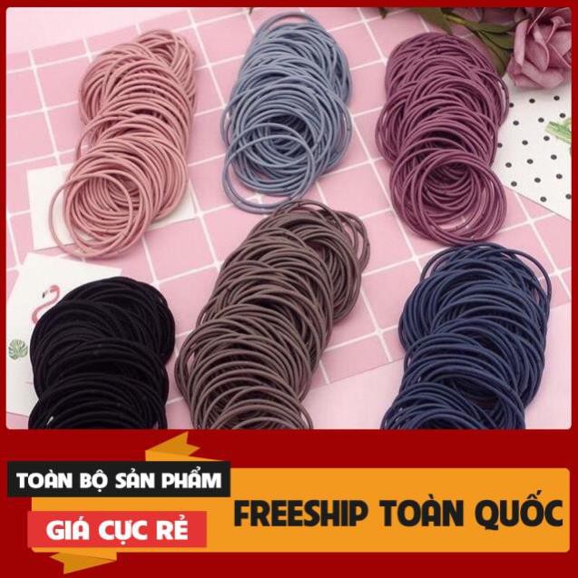 SET CHUN BUỘC TÓC 100 CÁI NHIỀU MÀU CÓ TÚI ĐỰNG XINH XẮN