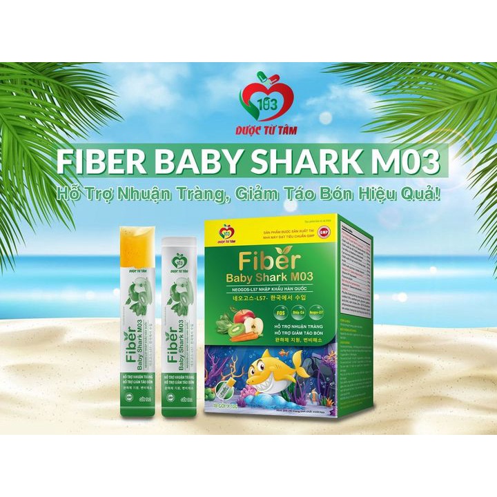 Fiber Baby Shark M03 Hỗ trợ nhuận tràng giảm táo bón Hộp 18 gói 12g