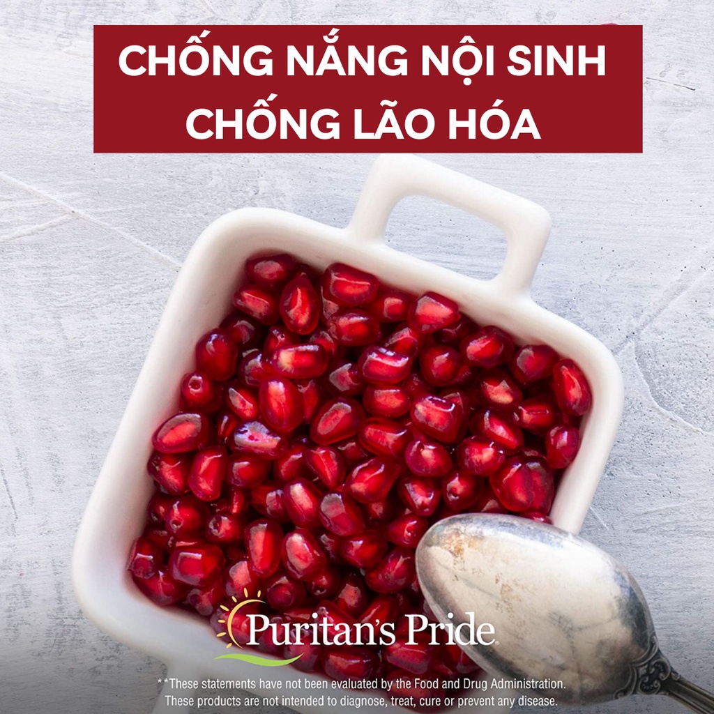 Viên uống chống nắng lựu đỏ, sáng da, ngăn ngừa lão hóa Puritan's Pride 500mg-250mg | BigBuy360 - bigbuy360.vn