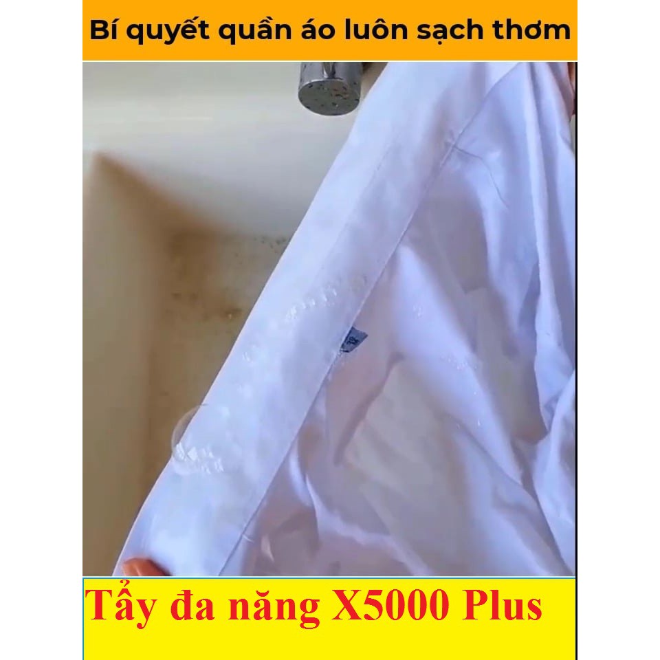 Nước thuốc tẩy quần áo X5000 Plus- Đánh bay ố vàng,mốc quần áo cho vải trắng và màu