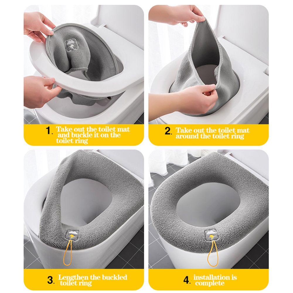 HARRIETT 1 Miếng Lót Bồn Cầu Mềm Mại Màu Trơn Giữ Ấm Tiện Dụng