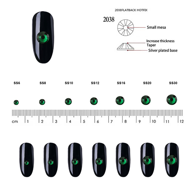 Qiao Phụ Kiện Đá Pha Lê Xanh Lá Đính Trang Trí Móng Tay Không Cần Strass