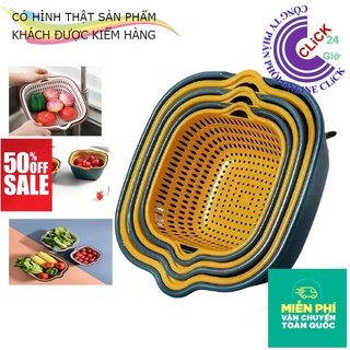 Bộ rổ thau 6 món 2 lớp hình vuông, đủ 3 size sử dụng theo nhiều cách, đa năng rửa tiện lợi siêu thị km