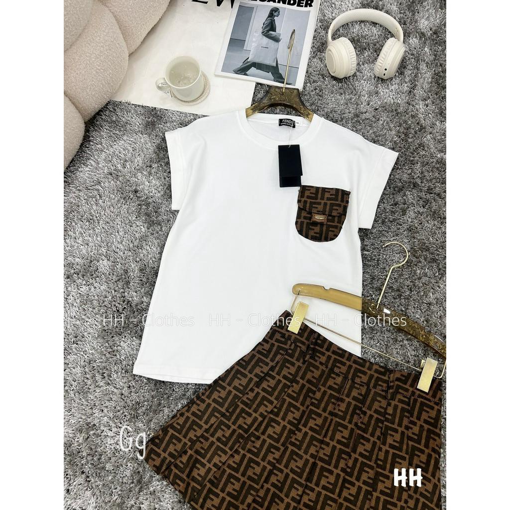 sét bộ cv bố họa tiết phối áo borip cổ tròn ngắn tay hot