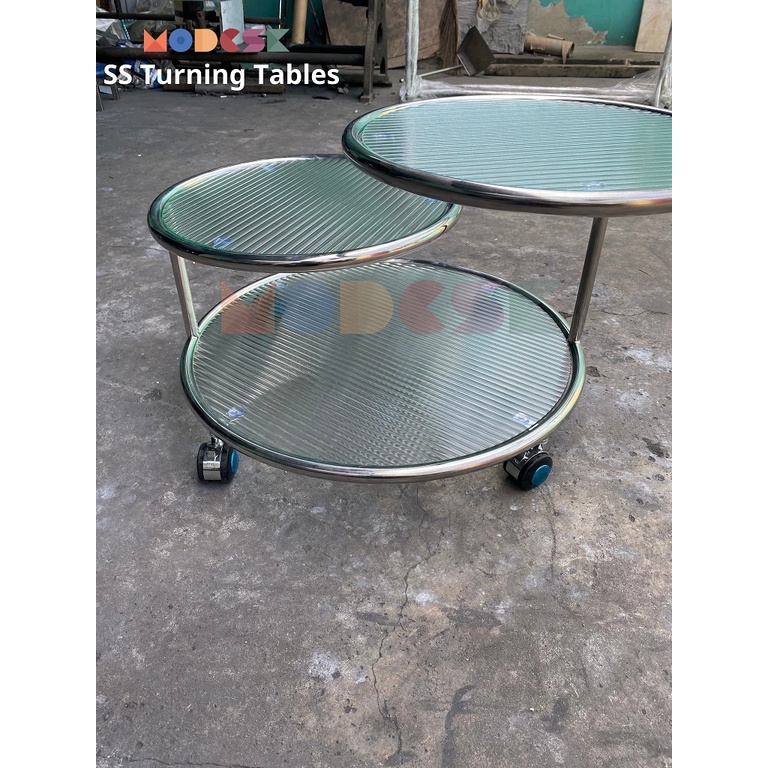 Bàn sofa - trà MODESK SS Turning Tables Khung inox 304 - Kính cường lực
