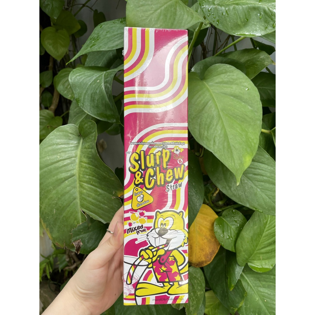 Kẹo Dẻo Ống Hút Hương Trái Cây Mixed Fruit Slurp&Chew Straw Gummy(hộp 12 góix30g)