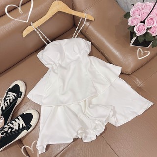 Set áo 2s trắng đính + short