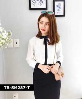 ÁO SƠMI NỮ PHỐI ĐEN TRẮNG