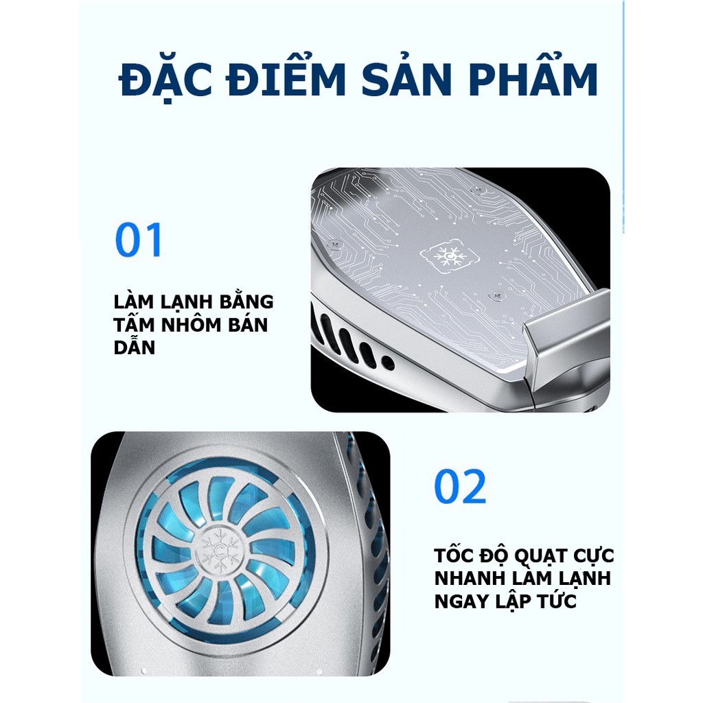 Đế tản nhiệt điện thoại K3 làm lạnh bán dẫn có đèn LED siêu đẹp tốc độ quạt 7000 vòng/ phút - VL