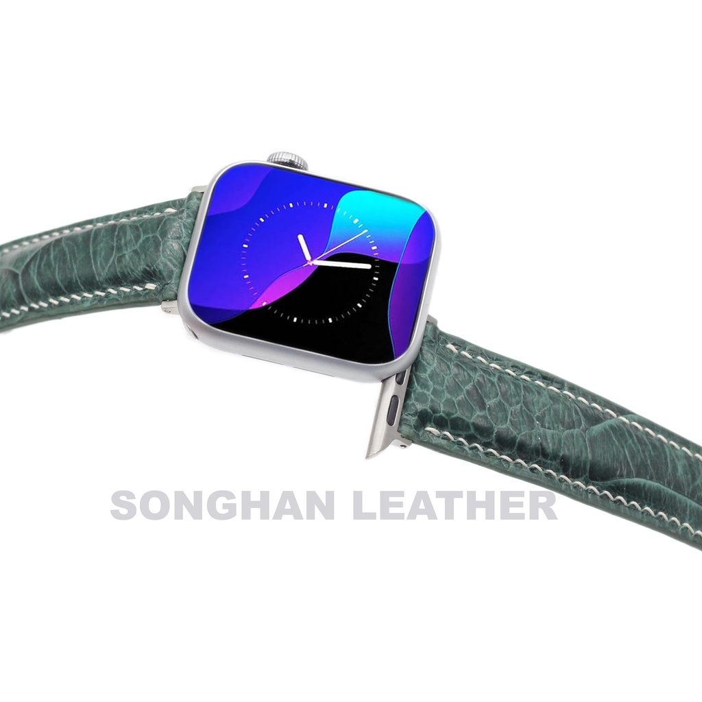 Dây da Apple Watch, Dây Da Đồng Hồ Đà Điểu Khóa Bướm Gập Songhan Leather WA05,Size 38mm-45mm.BH 6 Tháng,
